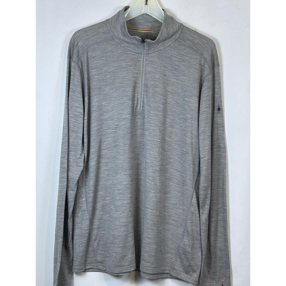 Smartwool Men's Heathered Gray Quarter-Zip Long Sleeve Pullover